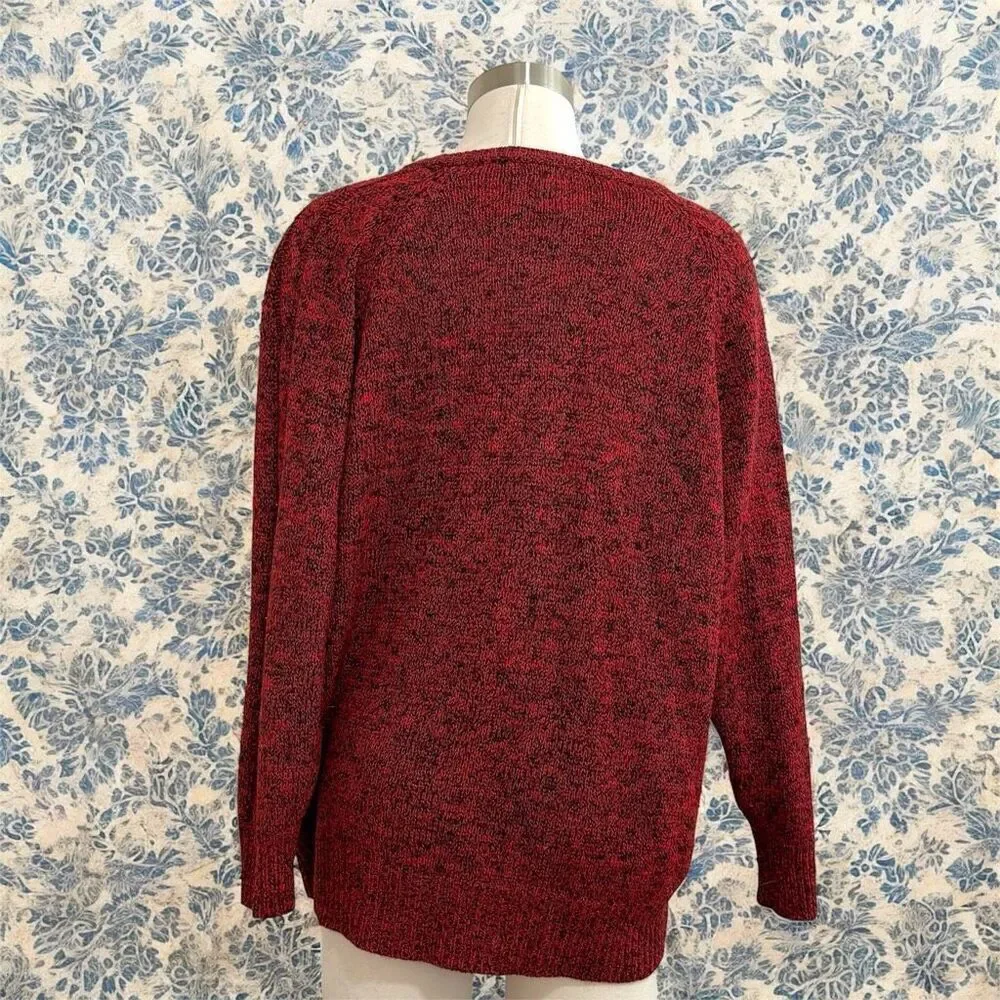 BLVD East Red Marled Acrylic Sweater Medium Pullover Crewneck